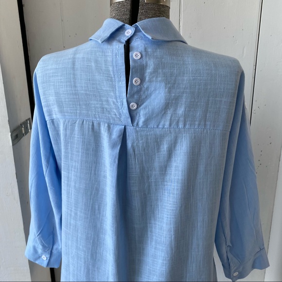 Nord Linen Tailored Boyfriend Button down Shirt Top Blouse - Picture 5 of 12